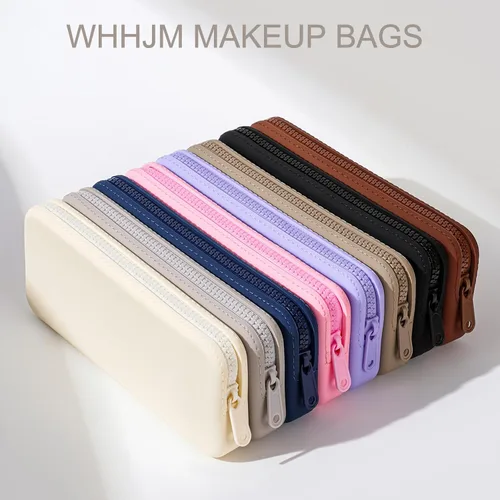 Vista 7 de Soporte para brochas de maquillaje de silicona, bolsa de maquillaje de viaje, organizador de brochas portátil suave, artículos esenciales de viaje