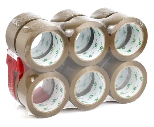 Vista 10 de BOMEI PACK Cinta de embalaje marrón con dispensador, 2.6 mil 1.88 pulgadas x 60 yardas, 6 rollos de repuesto de cinta móvil para embalaje, envío