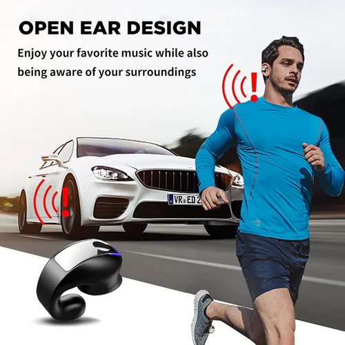 Vista 2 de Auriculares Bluetooth de oreja abierta: auriculares de conducción de aire con auriculares de clip y estuche de carga para correr y entrenar