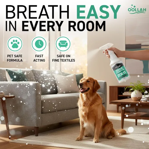 Vista 4 de Eliminador de olores de mascotas para el hogar, espray eliminador de olores de 32 onzas, neutralizador de olores frescos para tela, alfombra