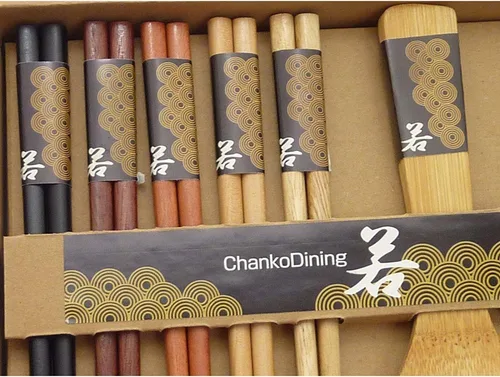 Vista 2 de Juego de palillos con espátula de arroz de madera de Chanko Dining