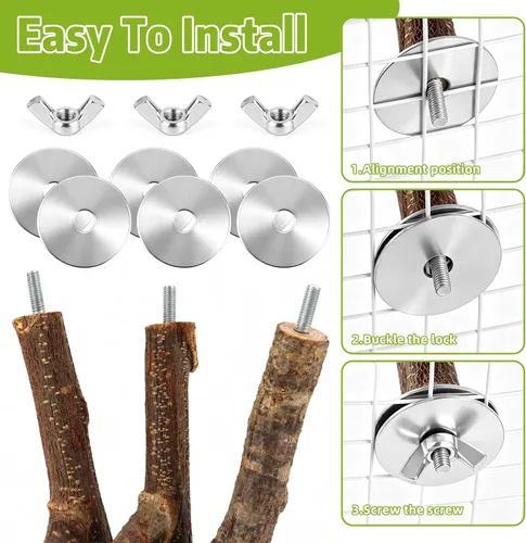 Vista 6 de 3 piezas de madera natural para pájaros ramas bifurcadas para Marrón
