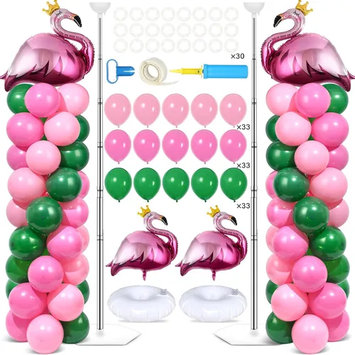 Vista 17 de Juego de 2 soportes de columna de globos nocturnos de película con 102 globos de aluminio de palomitas de maíz, soporte de torre ajustable de 5.57