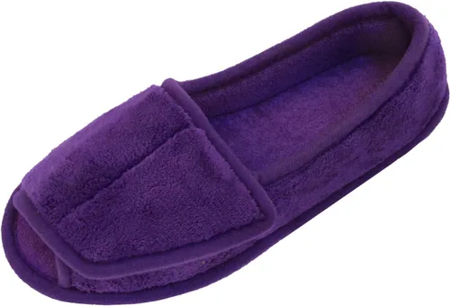 Vista 17 de Git-up -Pantuflas para mujer con diabetes/artritis/edema, cierre ajustable, espuma viscoelástica, punta abierta, extra ancha