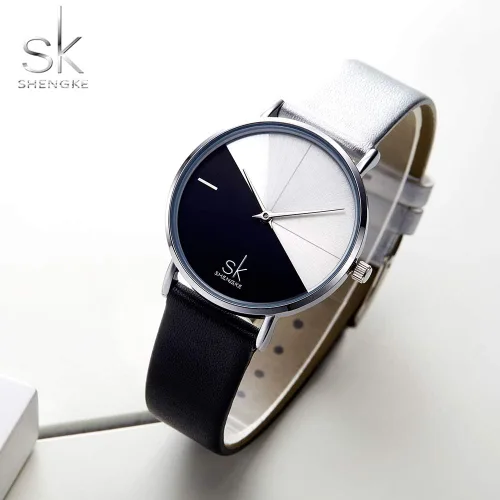 Vista 2 de SHENGKE Simplicity - Reloj creativo para mujer, de piel auténtica, elegante, para mujer
