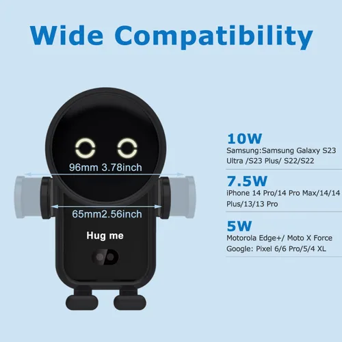 Vista 8 de Cargador inalámbrico para automóvil, 15 W, carga rápida, soporte para teléfono celular, con sujeción automática, compatible con iPhone 14 Series/14