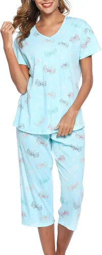 Vista 3 de ENJOYNIGHT - Conjunto de pijama para mujer con pantalones capri