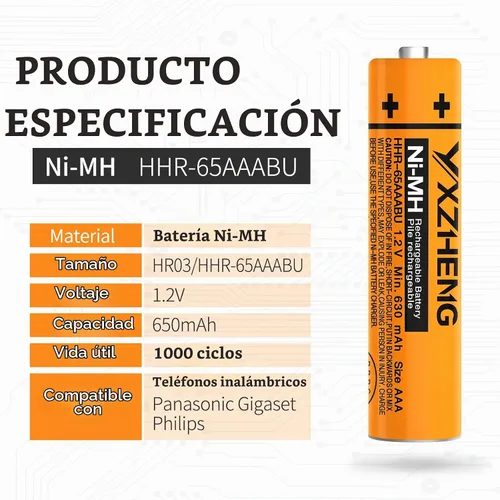 Vista 2 de Batería AAA 8PCS 1.2V 630mAh NI-MH recargable