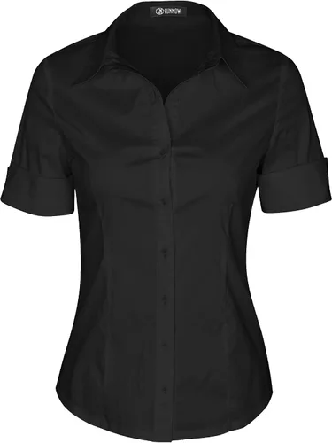 Vista 7 de SUNNOW Camisas de manga corta con botones para mujer, básicas, simples, elásticas, sin arrugas, blusas formales de trabajo
