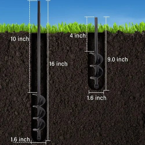 Vista 3 de Broca de taladro para plantar – 1.6 x 9 pulgadas y 1.6 x 16 pulgadas para jardín con agujero en espiral para plantar bulbos, flores, plantación