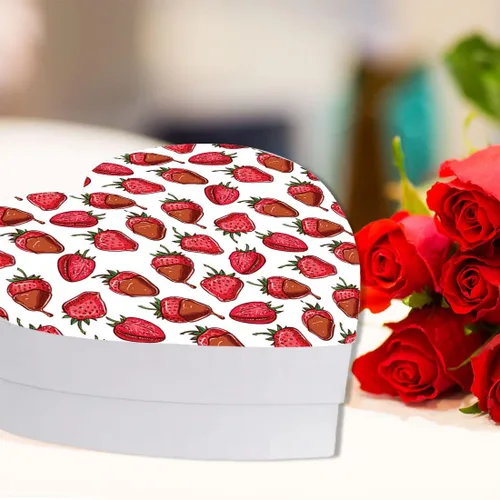 Vista 4 de Andaz Press Caja de San Valentín en forma de corazón con tapa, caja reutilizable en forma de corazón para fresas cubiertas de chocolate, cajas