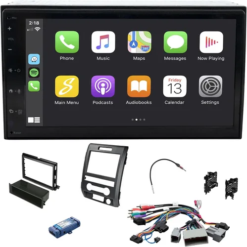 Vista 8 de Stinger Ford F-150 (2009-14) Unidad principal de radio de coche con pantalla táctil HD de 6.8 pulgadas, pantalla táctil doble DIN, inalámbrica Apple
