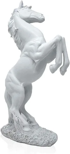 Vista 8 de Lependor Estatua de resina de caballo de pie, escultura de caballo de lucha para decoración del hogar, figura de arte, adorno decorativo de Negro