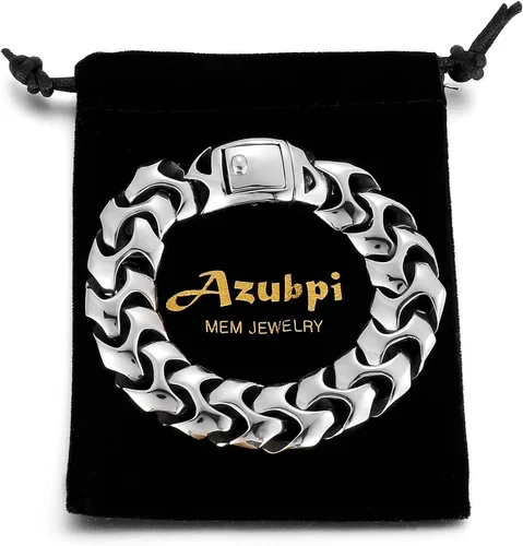 Vista 7 de Pulsera de cadena estilo armadura de muñeca para hombre, joyería punk de acero inoxidable para hombres, plata genial, regalos para hombres 8.26