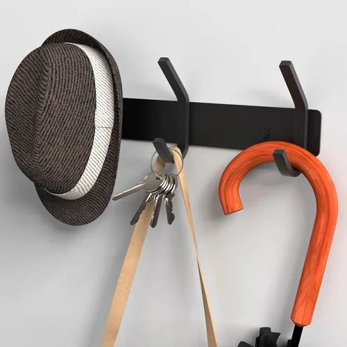 Vista 5 de VAEHOLD Perchero resistente de pared para colgar abrigos, ropa, batas, toallas y sombreros, con 3 ganchos, color negro
