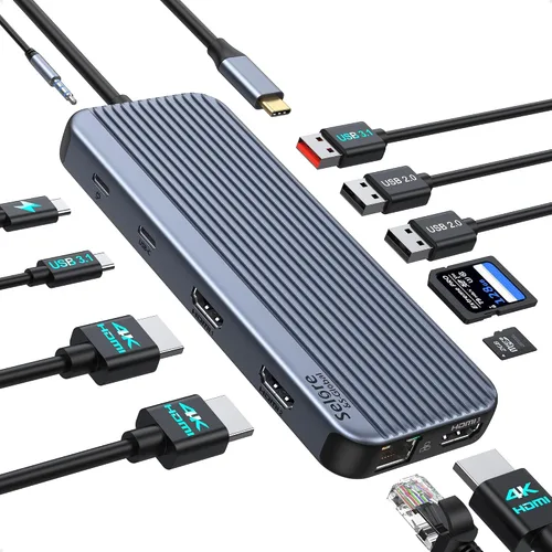 Vista 12 de Selore - Estación de acoplamiento USB C 3 monitores 3 HDMI 13 en 1