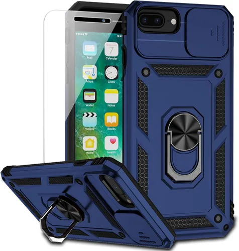 Vista 16 de M MAIKEZI Funda para iPhone 8 Plus, para iPhone 7 Plus, con cubierta para lente de cámara, protector de pantalla HD, protección contra caídas