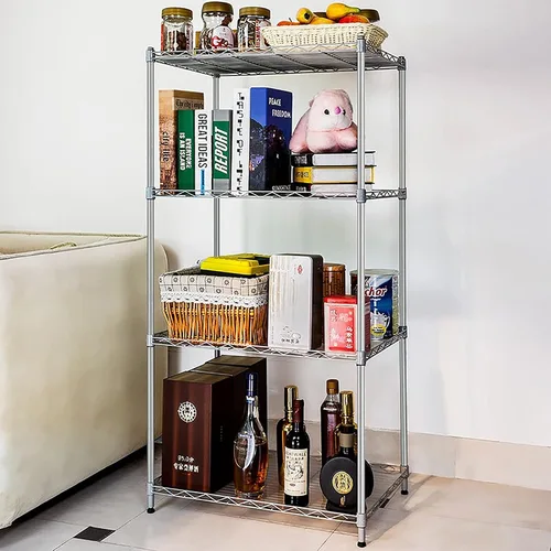 Vista 4 de N&F Hlyluoyi - Estantería de garaje de 4 niveles, estantes de metal para almacenamiento resistente (176 libras por estante utilitario), organizador
