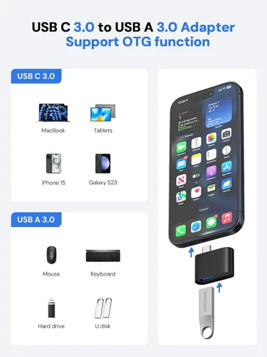Vista 7 de Lector de Tarjetas SD, Adaptador de Tarjeta Micro SD a USB 3.0 de Dockteck, Lector de Tarjetas de Memoria SD de 5G, Adaptador USB A - C, Lector