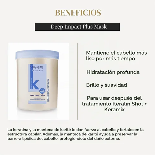 Vista 3 de SALERM - Mascarilla Hidratante para el Cabello - Deep Impact Plus - 33.8 fl oz - Hidratación profunda del cabello - Para usar después