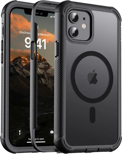 Vista 90 de jaroco - Funda magnética compatible con MagSafe para iPhone 11 de 6.1 pulgadas; protección de grado militar contra caídas, de doble capa