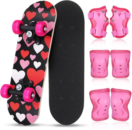 Vista 21 de Honoson Juego de 7 piezas de rodilleras, coderas y muñequeras para patinetas para principiantes y niños pequeños