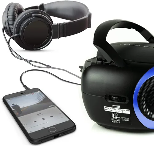 Vista 9 de Tyler - Reproductor de CD Boombox portátil, radio AM/FM Combo, reproductores de CD de Boom Box dinámicos para estéreo portátil