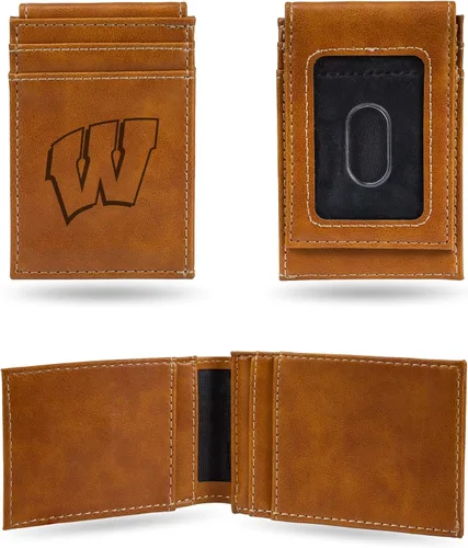 Vista 133 de Cartera de bolsillo frontal grabada con láser NCAA - Compacta/Cómoda/Delgada