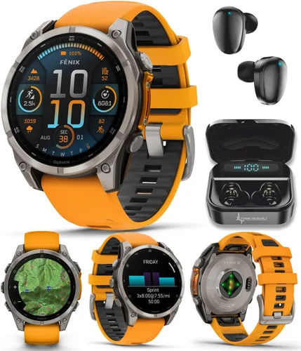 Vista 14 de Garmin Fenix 0.315 – 1.693 in Zafiro, AMOLED Multisport GPS Smartwatch, gris carbón DLC titanio con silicona negro/gris guijarro, linterna LED fenix