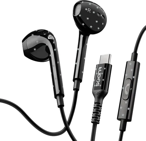 Vista 15 de LUDOS Zenith - Auriculares intraurales con cable, auriculares con micrófono, con cable para auriculares Jack de 0.138 in para iPhone, Samsung Negro