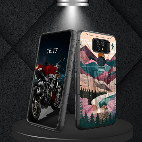 Vista 258 de Funda para AT&T Maestro Max 2021/Cricket Ovation 2 con protector de pantalla de vidrio templado, funda resistente con función atril integrada