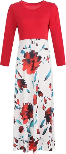 Vista 3 de FQZWONG Vestido largo casual de verano para mujer, color azul, talla L, cintura alta, vestido de fiesta de graduación