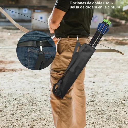 Vista 6 de Cosmos Arrow Carcaj de tiro con arco para espalda y cadera - Funda ajustable para flechas de arco recurvo compuesto arco flechas mochila accesorios