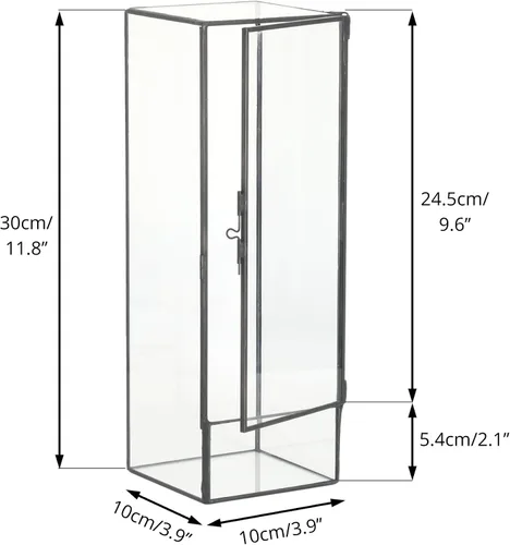 Vista 5 de NCYP Terrario de cristal cerrado con puerta, 3.9 x 3.9 x 11.8 pulgadas, maceta rectangular alta para helechos, plantas suculentas, decoración