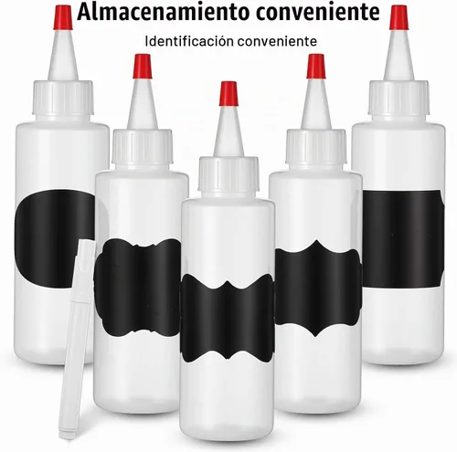 Vista 3 de Lounsweer 6 botellas pequeñas de plástico de 4 onzas con tapas, clásico