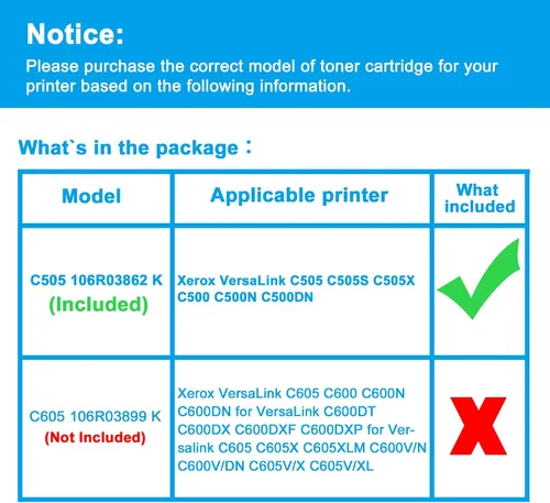 Vista 2 de LCL Cartucho de tóner remanufacturado C500 C505 106R03862 de repuesto para impresora Xerox VersaLink C505 C505S C505X C500 C500N C500DN