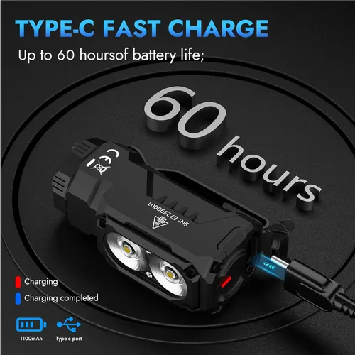 Vista 6 de WUBEN E7 Mini Linternas Recargables de 1800 Lúmenes con Imán - Linterna EDC Súper Brillante de 6 Modos, LED Recargable USB-C; Linterna de Bolsillo
