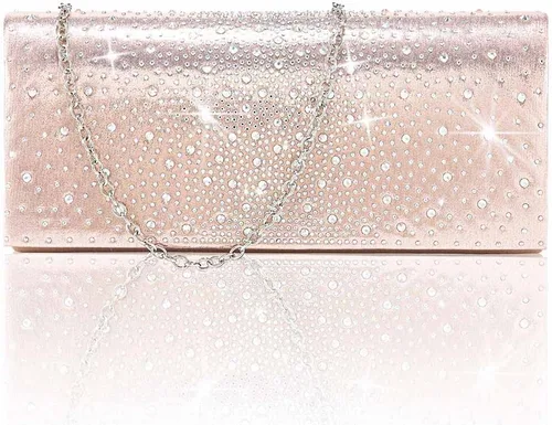Vista 2 de Yokawe Bolso de mano para mujer, con diamantes de imitación, para boda, fiesta formal, fiesta de graduación, bolso de mano