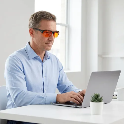 Vista 8 de Eyekepper 100% Gafas Anti-Luz Azul Fitover para Usar Sobre Gafas de Computadora con Lente Ámbar