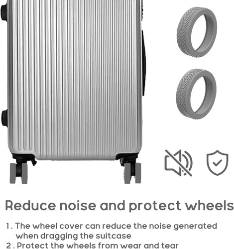 Vista 2 de Fundas para ruedas de equipaje, 8 piezas, cubierta de rueda de maleta, cubierta protectora de silicona para la mayoría de accesorios de equipaje