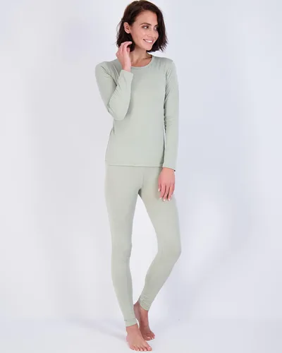 Vista 2 de Conjunto de ropa interior térmica para mujer, ropa interior térmica para mujer, parte superior e inferior con forro polar