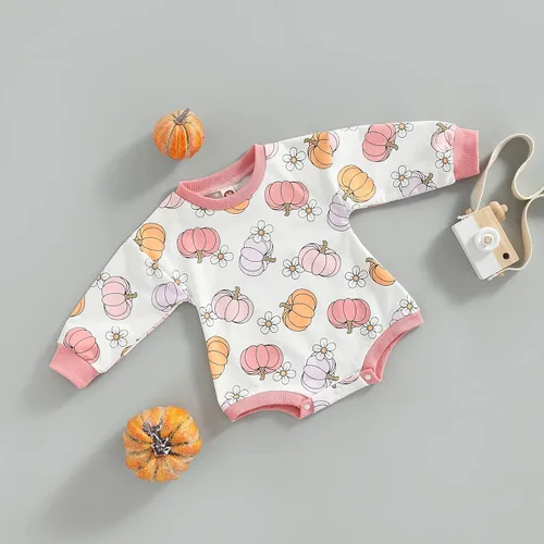 Vista 7 de OikMombiu Traje de Halloween para bebé y niña, camiseta y pantalones divertidos de fantasma, manga larga, cuello redondo, ropa linda