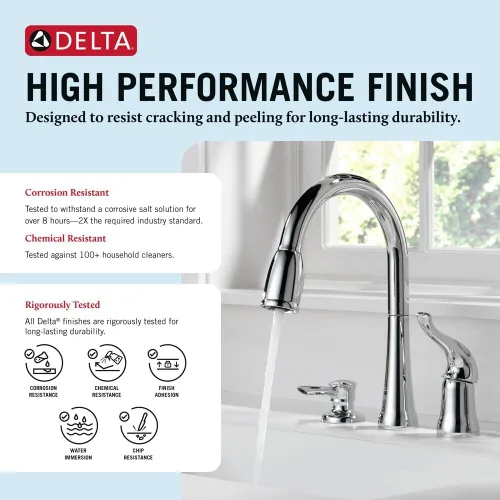Vista 3 de Delta Kate - Grifo de un solo grifo para fregadero de cocina con pulverizador de espray Cromo