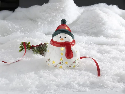 Vista 3 de Pfaltzgraff Winterberry - Bufanda LED con muñeco de nieve, 6.75 pulgadas