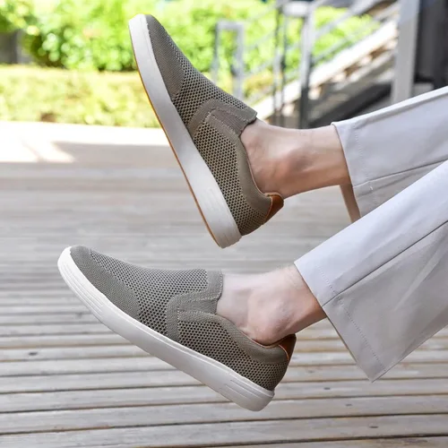 Vista 6 de konhill Zapatos deportivos sin cordones para hombre, mocasines de punto para caminar, espuma viscoelástica, para conducir, trabajo, patinaje