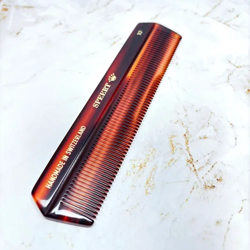 Vista 6 de #10 Peine de dientes estrechos hecho a mano Tortuga Havana Acetato fino recto fino desenredante Parting Grooming Teasing Peluquería Peluquería