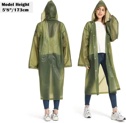 Vista 6 de Opret Impermeable reutilizable negro 2 piezas + verde oliva 2 piezas