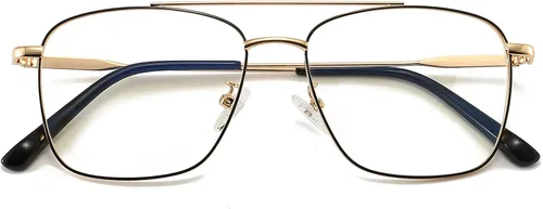 Vista 3 de Dollger Lentes cuadrados transparentes con marco de metal falso sin receta Plateado