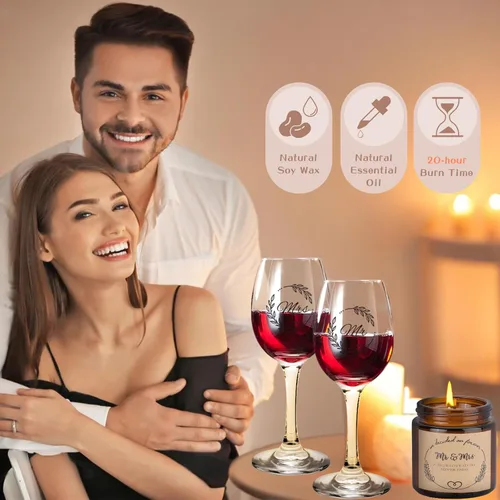 Vista 5 de Regalos de boda para parejas 2026, regalos para parejas, regalo de novia, regalo de recién casados, regalo de señor y señora, cesta de vela de bambú