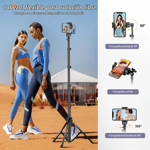 Vista 2 de Aureday Kit de accesorios para trípode de teléfono de 62", soporte de trípode para cámara y teléfono celular con control remoto inalámbrico
